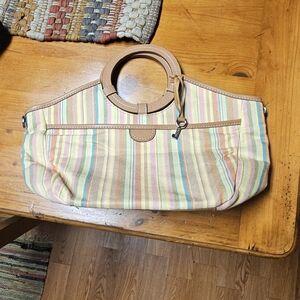 Fossil Multicolor Striped Tote Bag